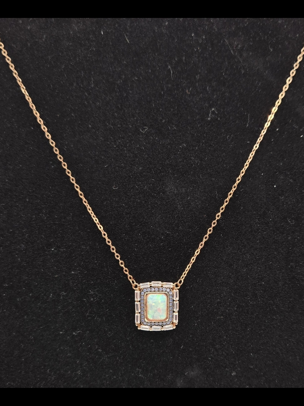 Rose Gold Opal Halo Pendant Necklace - Women's Jewelry - Picture 4 of 7